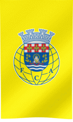 a yellow flag with a coat of arms and the letter f and c on it
