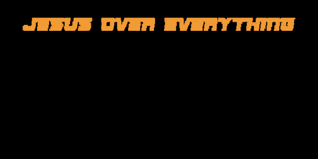 a black background with jesus over everything written in orange