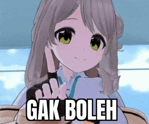 a 3d anime girl is giving a thumbs up and says ' gk boleh ' in the corner .