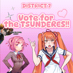 a poster that says vote for the tsundere on it
