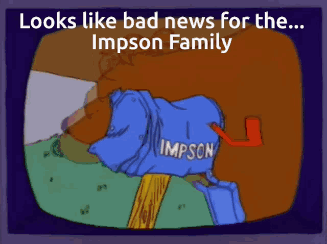 a cartoon shows a person with a blue shirt that says impson on it