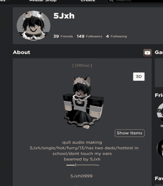 a screenshot of a person 's profile on a website