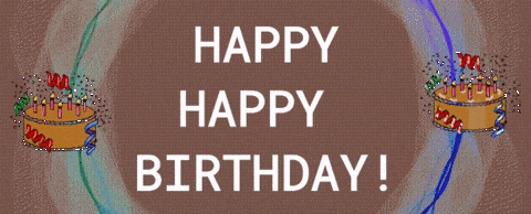 a happy birthday greeting card with a cake and candles