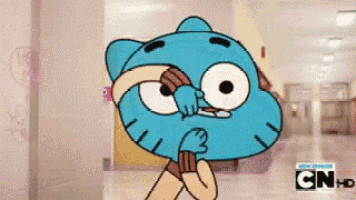gumball from the amazing world of gumball is covering his eyes