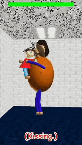 a screenshot of a video game with the word kissing on it