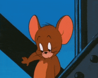 jerry from tom and jerry is holding a picture of a cat with hearts above it