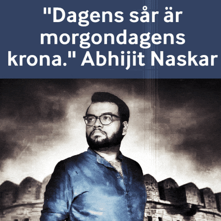 a picture of a man with the words " dagens sar ar morgondagens krona "