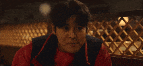 a young man wearing a black hoodie with a red letter s on the front