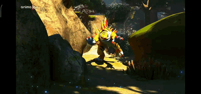 a computer screen shows a cartoon character and the word anima on the bottom right