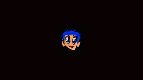 a black background with a blue haired person 's head