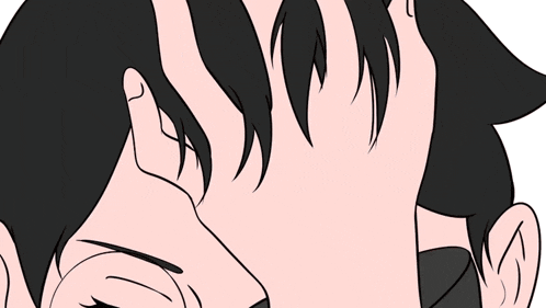 a cartoon drawing of a girl with glasses covering her face