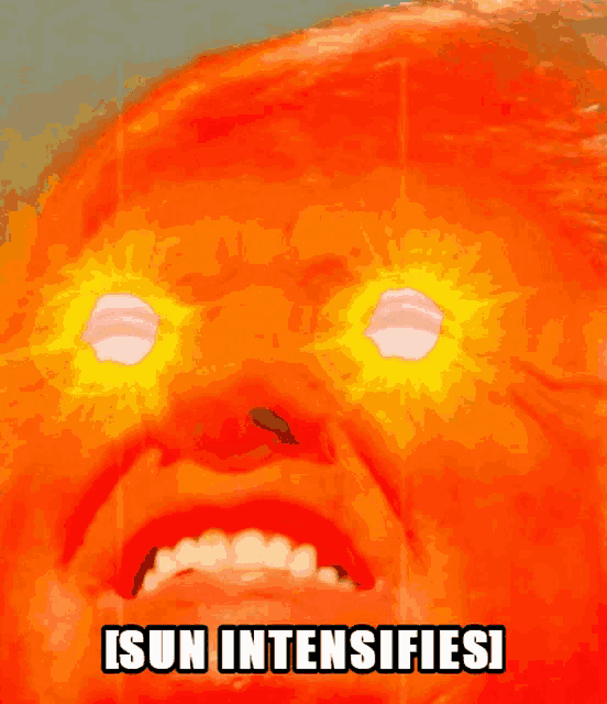a picture of a person 's face with the words sun intensifies below it
