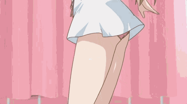 a drawing of a woman 's torso with a pink background