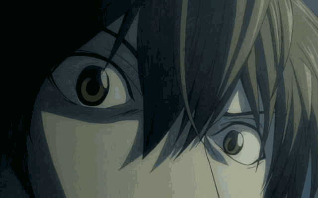 a close up of a person 's eyes with a yellow circle