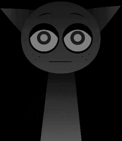 a black and white drawing of a cat 's face with big eyes