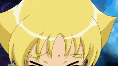 a close up of a cartoon character with a surprised expression