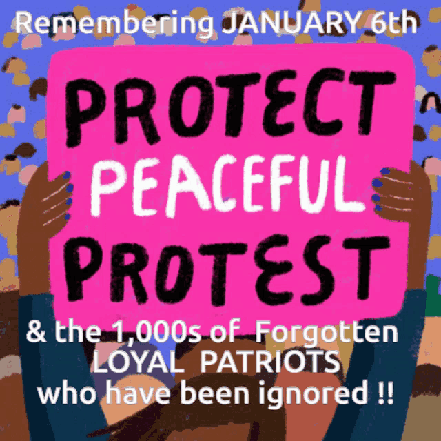 a pink sign that says protect peaceful protest