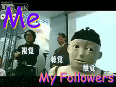 a picture of a robot with the words " my followers " underneath it