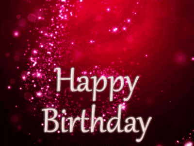 the words happy birthday are on a red background