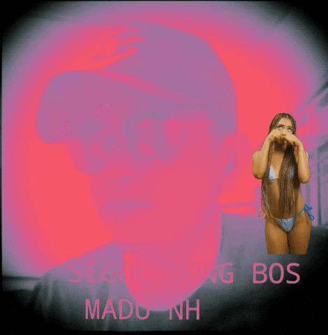 a woman in a bikini is standing in front of a purple background that says " suck sucking bos madu nh "
