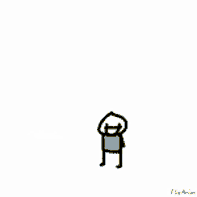 a cartoon of a person holding a yellow object in their hand