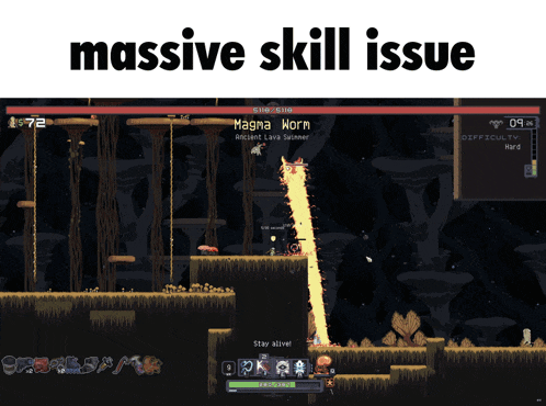 a screen shot of a video game with the words massive skill issue