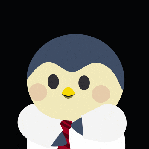a penguin with a tie and the words it 's monday again above it