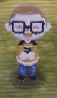 a pixel art of a person wearing glasses and a sweater