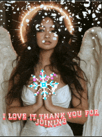 a picture of a woman with a snowflake on her chest and the words i love it thank you for joining