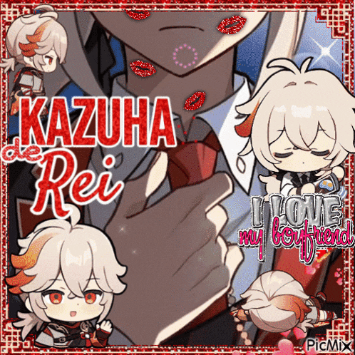 a picture of a man with the words " kazuha de rei " on it