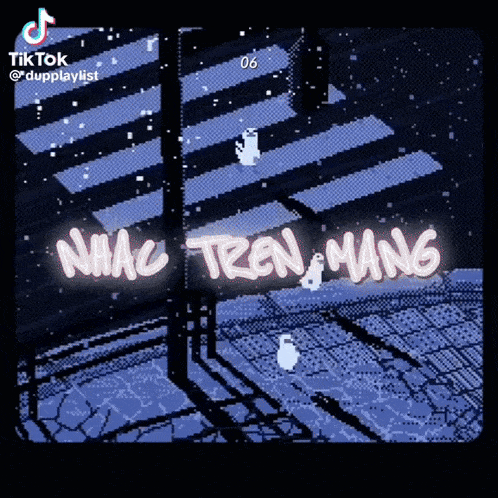 a pixel art of a crosswalk with the words nhac tren mang written on it