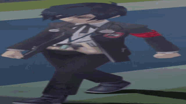 a man in a suit has a red band around his arm that says ' a '