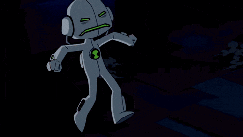 a cartoon of three robots with the letter b on their chest