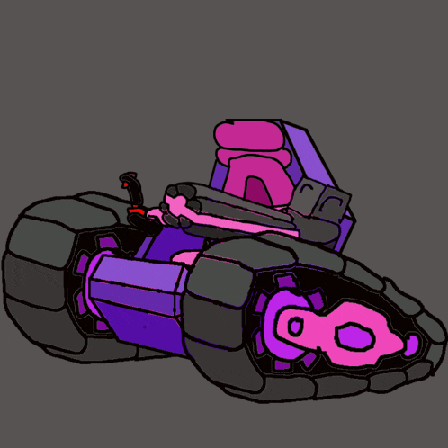 a drawing of a purple and black vehicle with a purple circle in the middle