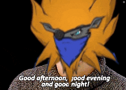 a cartoon character says good afternoon and good evening