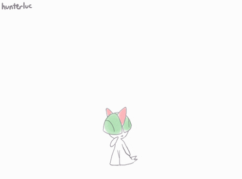a drawing of a green and white bird with the name hunter-luc written below it