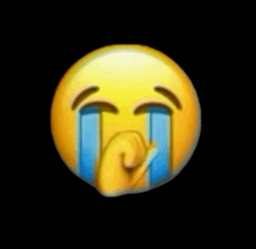 a yellow smiley face with blue tears coming out of it 's eyes .