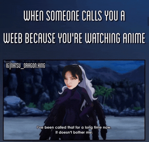 when someone calls you a weeb because you 're watching anime i ve been called that for a long time now