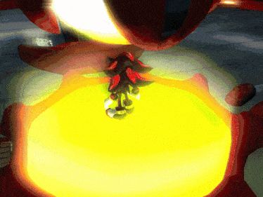 shadow the hedgehog in a video game is surrounded by a yellow light