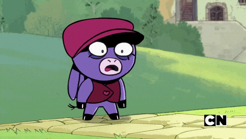 a cartoon character from cn is standing on a dirt path