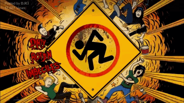 a poster for dirty rotten imbeciles shows a yellow sign