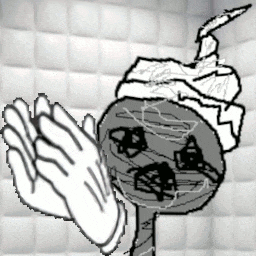 a black and white drawing of a person with a hat on their head