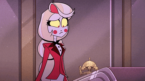 a cartoon character standing next to a bell