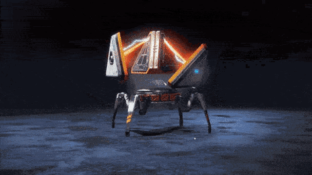 a robot with a blue light coming out of it 's mouth