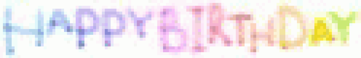the words `` happy birthday '' are written in a rainbow of colors .