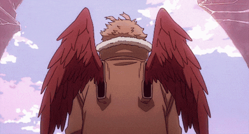 a cartoon of a man with red wings
