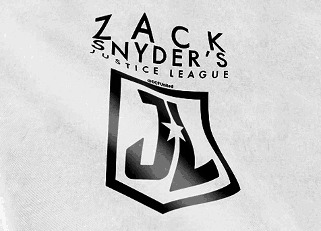 a logo for zack snyder 's justice league is shown in black and white