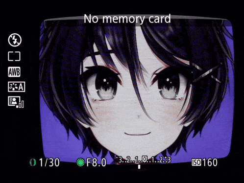 a picture of a girl with a no memory card displayed