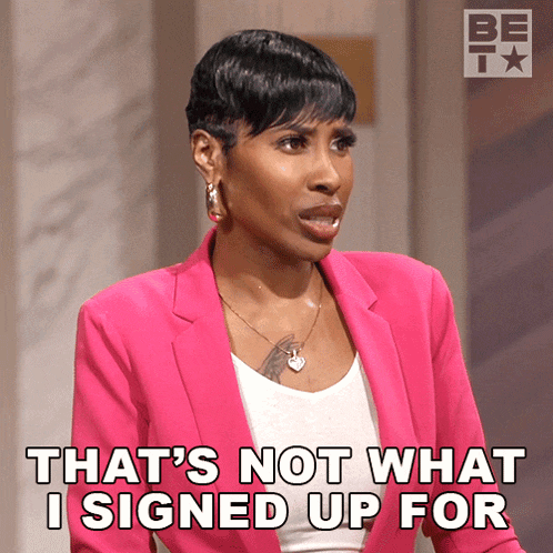 a woman in a pink jacket is saying that 's not what i signed up for