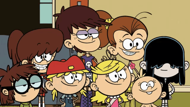a group of cartoon characters are posing for a picture
